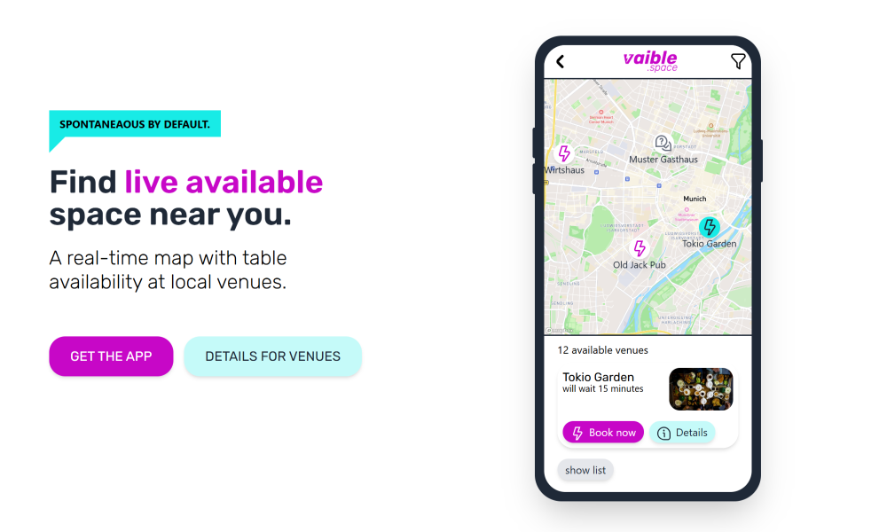 vaible.space table booking app screenshot